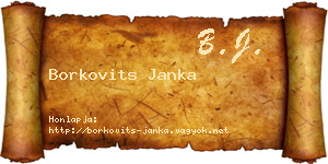 Borkovits Janka névjegykártya
